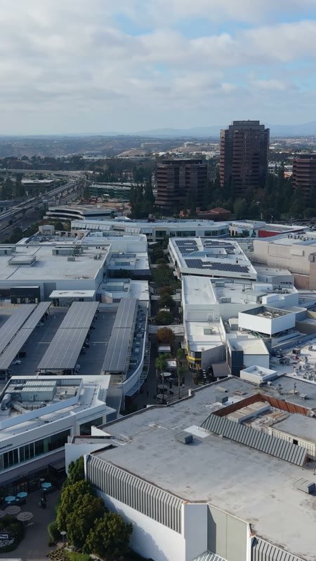 Westfield UTC Mall Complex and Solar Parking Decks from the Air (Vertical)