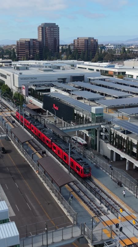UTC Blue Line Station and Solar-Canopied Mall from Above (Vertical)