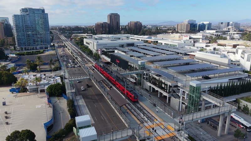 UTC Blue Line Station and Solar-Canopied Mall from Above