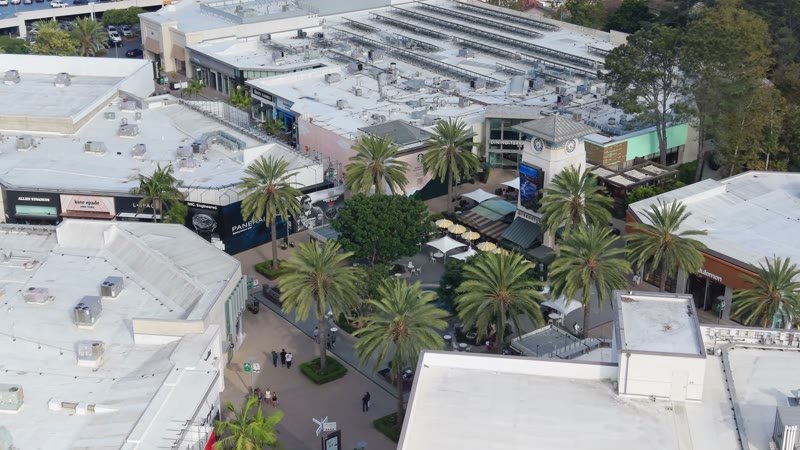 Palm-Lined Plaza and Storefronts at the Open-Air Westfield UTC – Overhead Detail