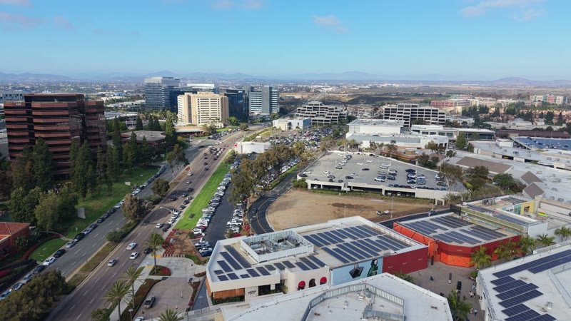University Town Center Office Towers and Boulevard from Above – Aerial View
