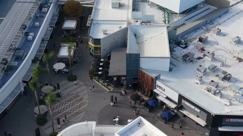 Outdoor Dining Terrace and Shops at University Town Center – Aerial View