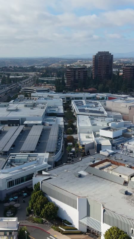 Westfield UTC Mall Complex and Solar Parking Decks from the Air – Aerial View (Vertical)