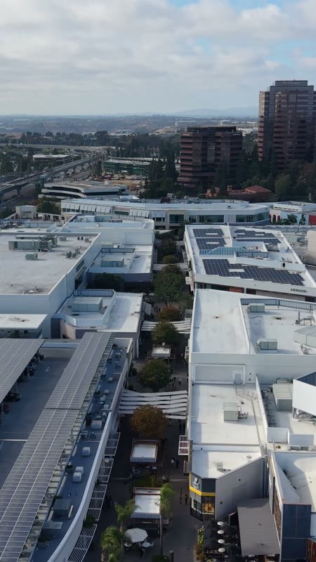 Westfield UTC Mall Complex and Solar Parking Decks from the Air – Golden Hour Frame (Vertical)