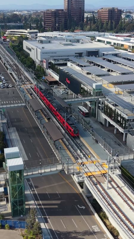 Aerial of the UTC Trolley Station and University City High-Rises – Overhead Detail (Vertical)
